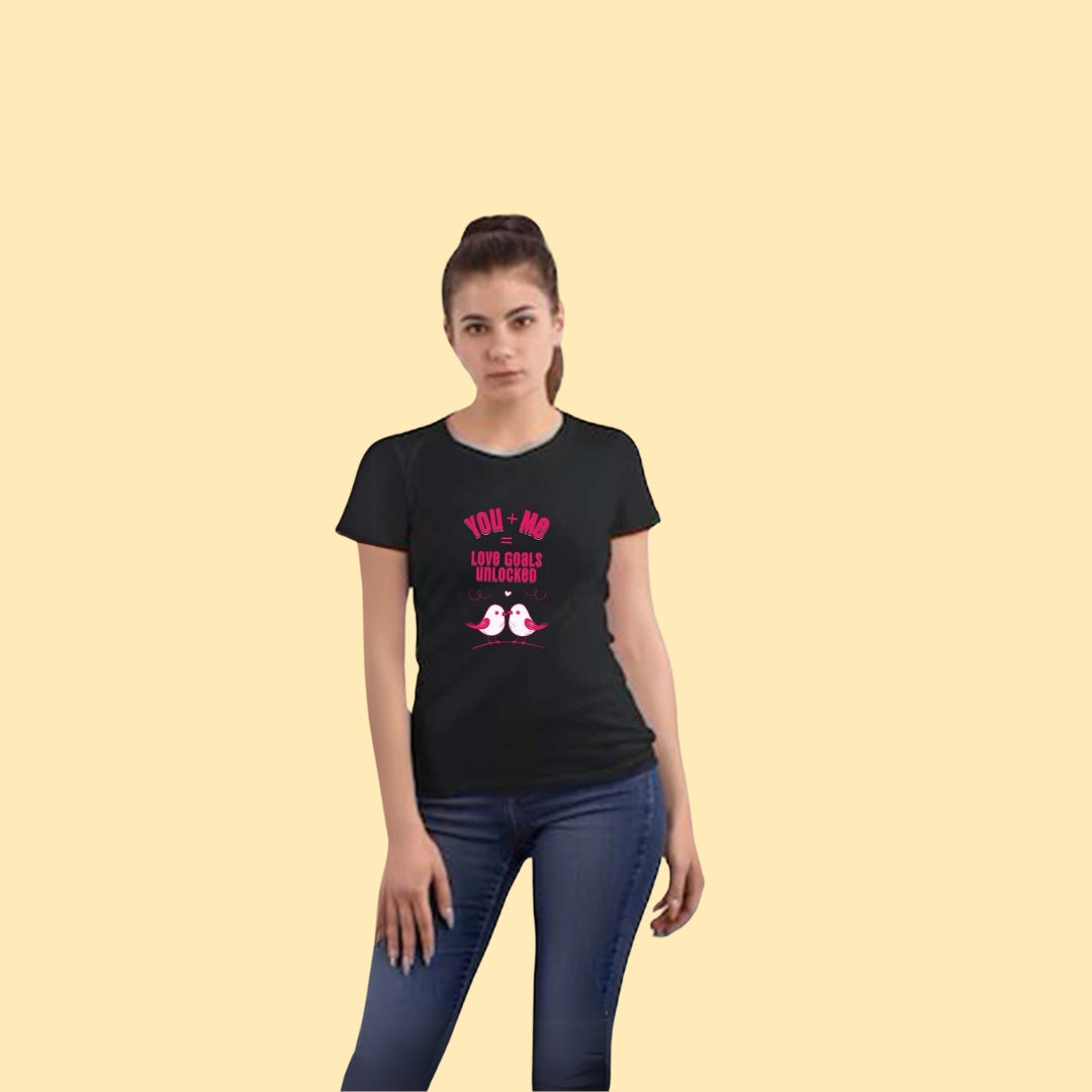 You + Me = Love Goals Unlocked Tee For Female